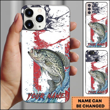 Maxcorners Crappie Fishing Patriotic Paint Splash Water Effect Personalized Name Phone Case