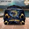 Maxcorners Fishing Black Gold Geometric Personalized Name 3D Cap  (9 Breeds)