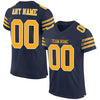 Maxcorners Custom Navy Gold-White Mesh Authentic Football Jersey LM2605