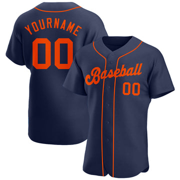 Maxcorners Custom Navy Orange Authentic Baseball Jersey LM2605
