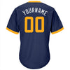 Maxcorners Custom Navy Gold-White Authentic Throwback Rib-Knit Baseball Jersey Shirt LM2605