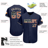 Maxcorners Custom Navy USA Flag-Red Premium Baseball Jersey LM0210