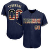 Maxcorners Custom Navy USA Flag-Red Premium Baseball Jersey LM0210