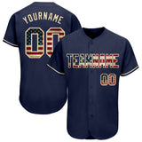 Maxcorners Custom Navy USA Flag-Red Premium Baseball Jersey LM0210
