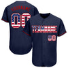 Maxcorners Custom Navy USA Flag-Red Authentic Baseball Jersey LM2605