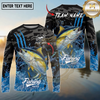 Maxcorners Fishing Camo Water Splash Personalized Name, Team Name Long Sleeve Shirt (9 Breeds)