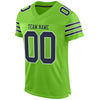 Maxcorners Custom Neon Green Navy-White Mesh Authentic Classic Football Jersey LM2605
