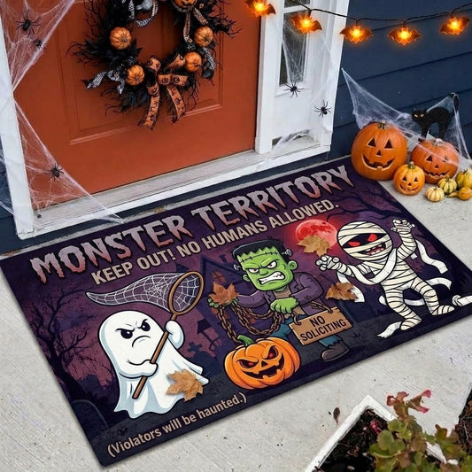 Maxcorners Halloween Monster Territory Ghost Frankenstein Mummy No Humans Allowed 3D Doormat