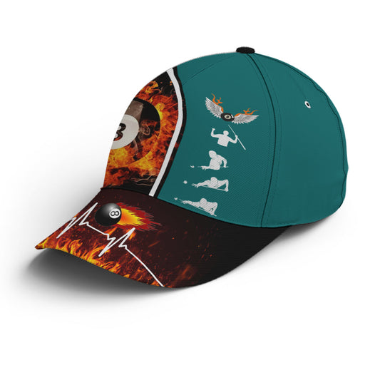 Maxcorners Billiards Vector Icon Art Fire And Water Basebal Cap LM0402