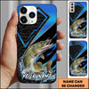Maxcorners Fishing Electric Blue Arrow Pattern Splash Personalized Name Phone Case (10 Fish Species)