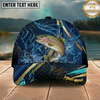 Maxcorners Fishing Luxury Gold Stripe Water Splash Design Personalized Name Classic 3D Cap (9 Breeds)