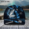 Maxcorners Fishing Blue Smoke Sport Pattern Personalized Name 3D Cap (11 Breeds)