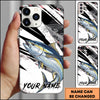 Maxcorners Fishing Black White Abstract Brush Strokes Personalized Name Phone Case (10 Fish Species)