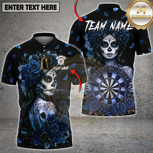 Maxcorners Sugar Skull Rose Gothic Dartboard Art Multicolor Options Personalized Name, Team Name 3D Shirt (4 Colors)