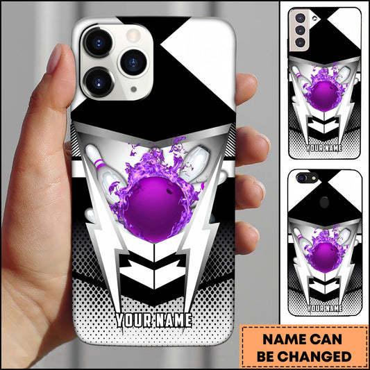 Maxcorners Fire Bowling Ball Strike Dynamic Pin Explosion Multicolor Options Personalized Name 3D Phonecase
