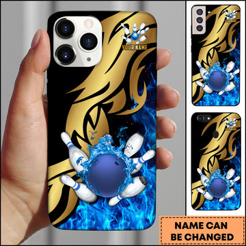 Maxcorners Bowling Ball Strike Flame Energy Multicolor Options Personalized Name 3D Phonecase