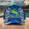 Maxcorners Fishing Tribal Blue Personalized Name, Team Name Classic 3D Cap (9 Breeds)