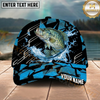 Maxcorners  Fishing Geometric Splash Dark Blue Pattern Personalized Name Classic 3D Cap (9 Breeds)