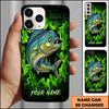Maxcorners Fishing Phone Case Green Flame Dark Brick Wall Fish Art Design Custom Name Phone Case (12 Fish Species)