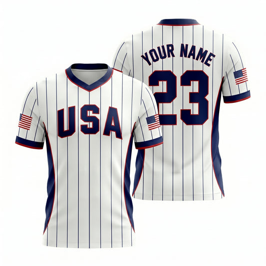 Maxcorners USA Pinstripe Soccer Jersey Custom Name & Number Football Shirt