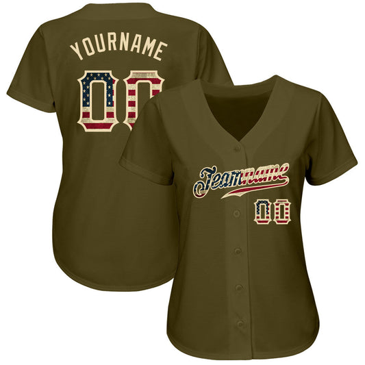Maxcorners Custom Red Vintage USA Flag-Navy Premium Baseball Jersey LM0210