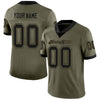 Maxcorners Custom Olive Black-Old Gold Mesh Salute To Service Football Jersey LM2605