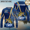 Maxcorners Fishing Sport Stripe Scale Pattern Personalized Name, Team Name Long Sleeve Shirt (9 Breeds)