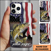 Maxcorners Fishing American Flag Patriotic Splash Personalized Name Phone Case (10 Fish Species)
