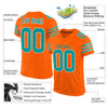 Maxcorners Custom Orange Aqua-White Mesh Authentic Football Jersey LM2605