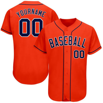Maxcorners Custom Orange Navy-White Authentic Baseball Jersey LM2605