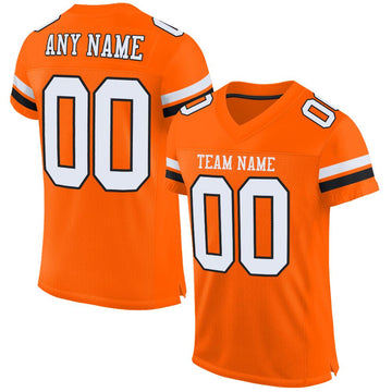 Maxcorners Custom Orange White-Black Mesh Authentic Football Jersey LM2605