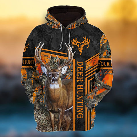 Unique Orange Deer Hunting Hoodie 3D Personalized Hoodie 3D