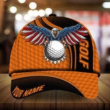 Maxcorners Golf Premium Eagle And Golf Personalized Name All Over Printed Cap