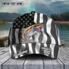 Maxcorners Fishing Hat Walleye Splash American Flag Personalized Name Cap (11 Breeds)