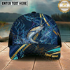 Maxcorners Fishing Luxury Gold Stripe Water Splash Design Personalized Name Classic 3D Cap (9 Breeds)