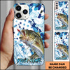 Maxcorners Fishing Star Camo Water Splash Art Personalized Name Phone Case (10 Fish Species)