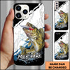 Maxcorners Fishing Topwater Lure Splash Art Black White Personalized Name Phone Case (10 Fish Species)