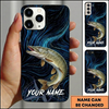 Maxcorners Deep Blue Swirl Compass Art Custom Name Fishing Phone Case