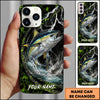 Maxcorners Bass Fishing Phone Case Neon Lightning Hexagon Water Splash Design Personalized Name Phone Case (12 Fish Species)
