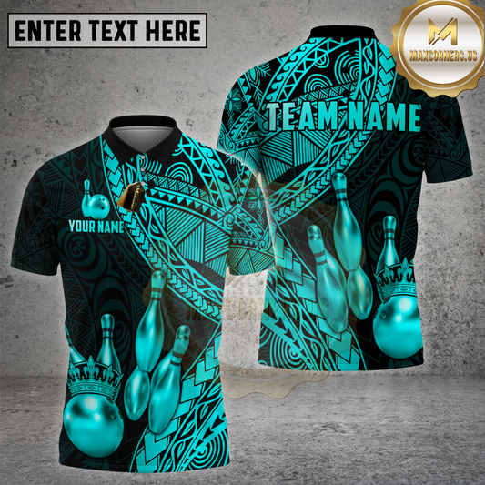 Maxcorners Bowling Shirt Luxury Gold Tribal Crown Strike Multi Options Personalized Name, Team Name 3D Shirt