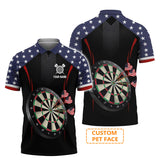 MaxCorners Darts American Flag Black Background Customized Name 3D Polo Shirt For Men