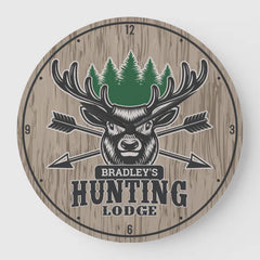Maxcorners Personalised Deer Elk Hunter Bow Hunting Lodge Large Clock TU3012