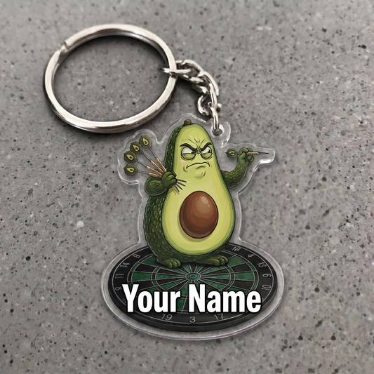 Maxcorners Funny Avocado Darts Personalized Name Keychain