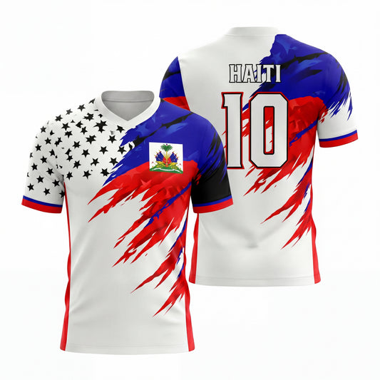 Maxcorners Haiti Soccer Passion Fan Shirt Personalized 3D Football Jersey Apparel Custom Design