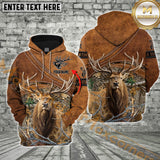 Maxcorners Leather Camo Hunting Custom Name Shirt 3D All Over Printed Clothes (Moose, Deer, Elk, Duck)