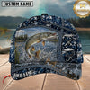 Maxcorners Fishing Blue Digital Camo Lake Splash Customized Name 3D Cap