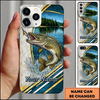 Maxcorners Lakeside Splash Geometric Stripes Custom Name Fishing Phone Case