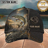 Maxcorners Fishing Golden Sunset Splash Black Leather Customized Name 3D Cap
