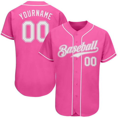 Custom Pink White 3D Authentic Baseball Jersey