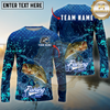 Maxcorners Fishing Dark Water Splash Texture Design Personalized Name, Team Name Long Sleeve Shirt (9 Breeds)
